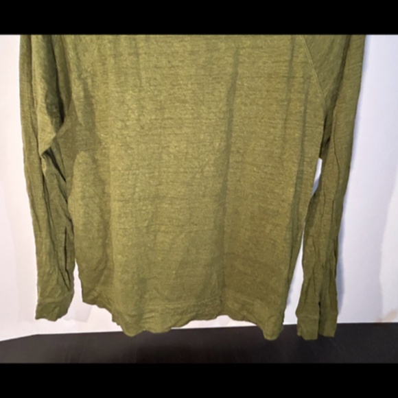 Summer 100% Linen! Cynthia Rowley, Long Sleeve Top/Tee Green Size L - Picture 6 of 13